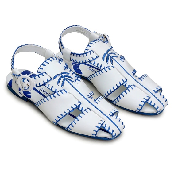 FARM Rio Shoes - NEW Farm Rio Blue Palm Tree leather Sandal flats